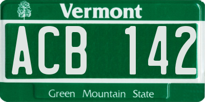VT license plate ACB142