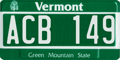 VT license plate ACB149
