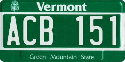 VT license plate ACB151