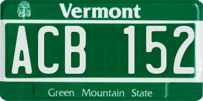 VT license plate ACB152