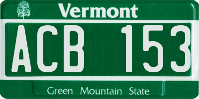 VT license plate ACB153