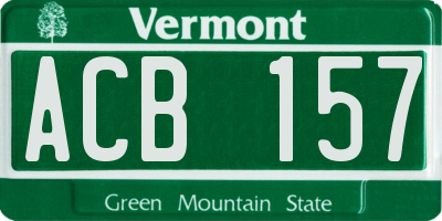 VT license plate ACB157