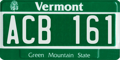 VT license plate ACB161
