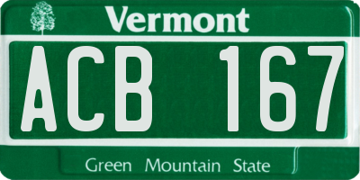 VT license plate ACB167