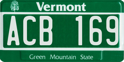 VT license plate ACB169