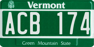 VT license plate ACB174