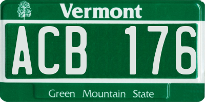 VT license plate ACB176