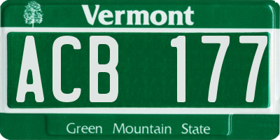 VT license plate ACB177