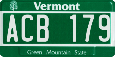 VT license plate ACB179