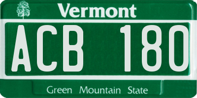 VT license plate ACB180
