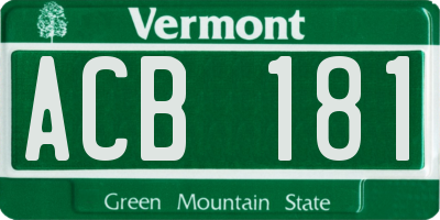 VT license plate ACB181