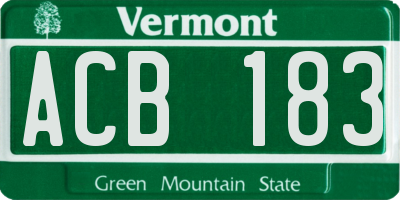 VT license plate ACB183