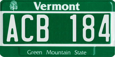 VT license plate ACB184