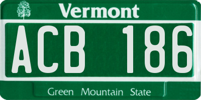 VT license plate ACB186