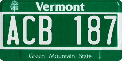 VT license plate ACB187