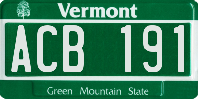 VT license plate ACB191