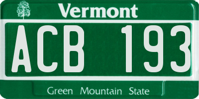 VT license plate ACB193