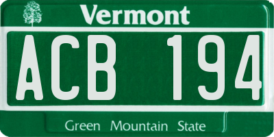 VT license plate ACB194