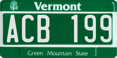 VT license plate ACB199