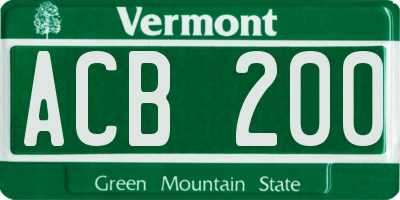 VT license plate ACB200