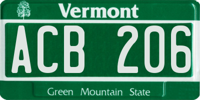 VT license plate ACB206