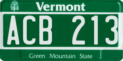VT license plate ACB213