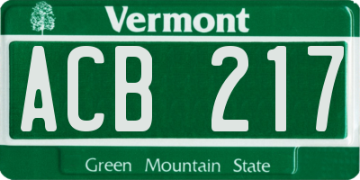 VT license plate ACB217