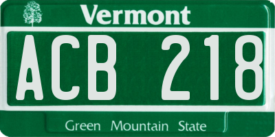 VT license plate ACB218