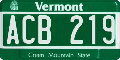 VT license plate ACB219