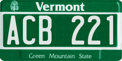 VT license plate ACB221