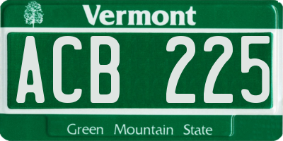 VT license plate ACB225