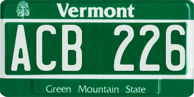 VT license plate ACB226