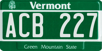 VT license plate ACB227