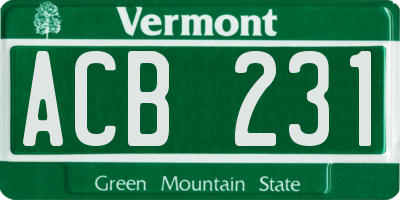 VT license plate ACB231