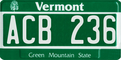 VT license plate ACB236