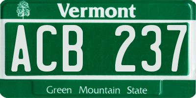 VT license plate ACB237
