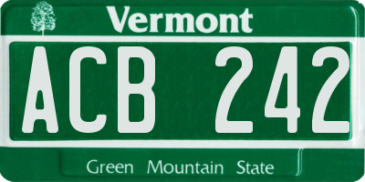 VT license plate ACB242