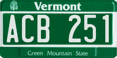 VT license plate ACB251