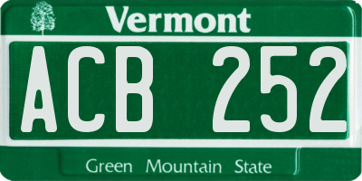 VT license plate ACB252