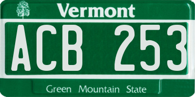 VT license plate ACB253