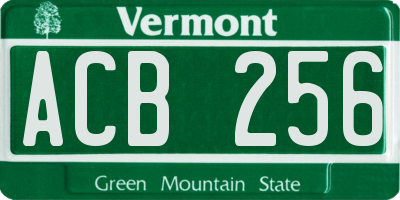 VT license plate ACB256