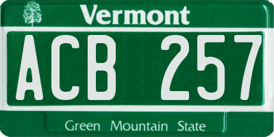 VT license plate ACB257
