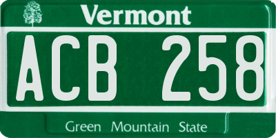 VT license plate ACB258