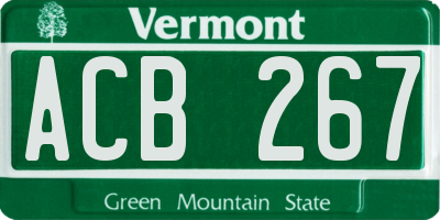 VT license plate ACB267
