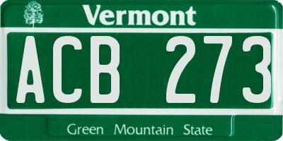 VT license plate ACB273