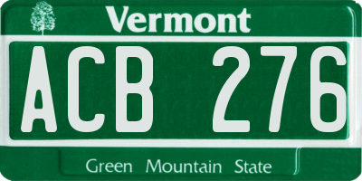 VT license plate ACB276