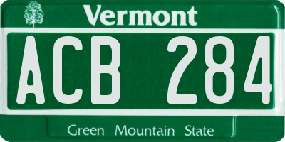 VT license plate ACB284