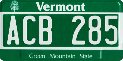 VT license plate ACB285