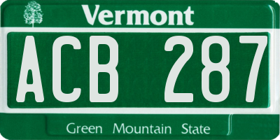 VT license plate ACB287