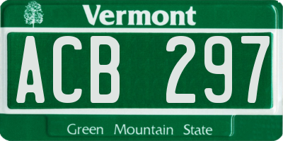 VT license plate ACB297